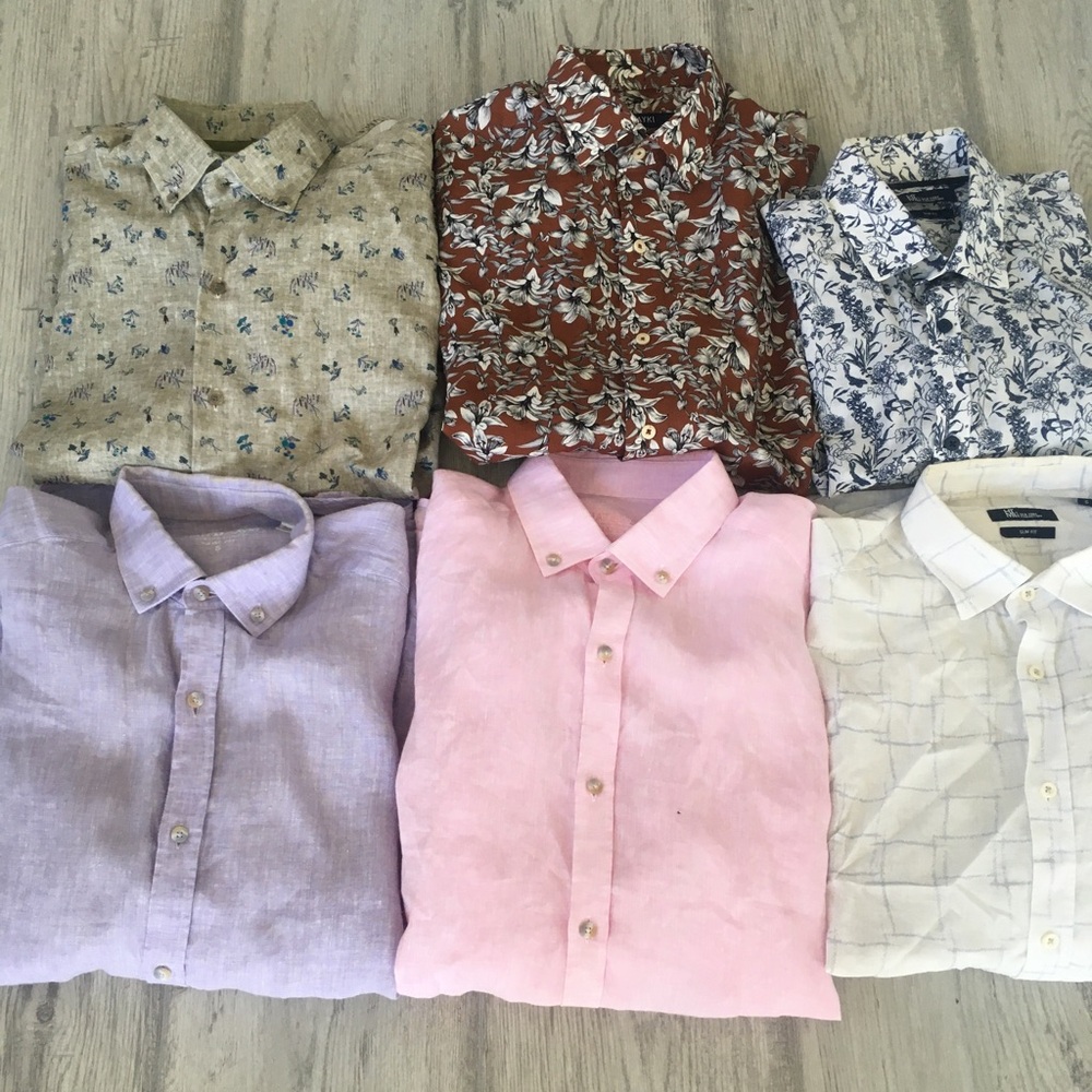 SAYKI Lot (1) - 6 Button down dress shirts - SMALL